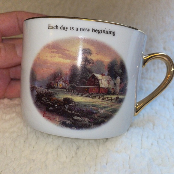EUC Thomas Kincade. Sunset at Riverbend Farm. Cup and saucer. - Picture 2 of 7